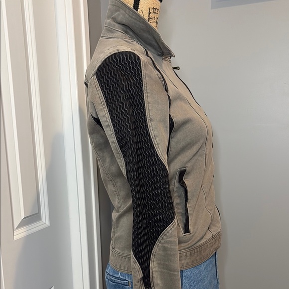 Blank NYC Olive Grey and Black Moto Jacket with Fitted Silhouette - Picture 10 of 16